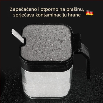 Stakleni set posuda za začine u kuhinji – posudice soli i MSG sa zatvorenim spremnikom za skladištenje