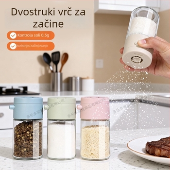 Tlačna posuda za začine u kuhinji – kontrola soli, staklena posuda za sol, kumin i čili začini
