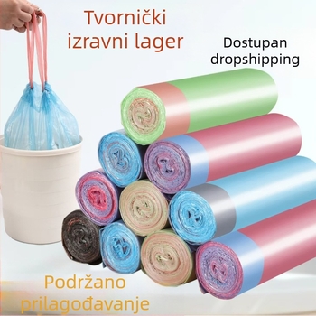 15 komada po rolni, crne vrećice za smeće s vezicom, kućna upotreba, standardne veličine, mala rolna, automatsko zatvaranje