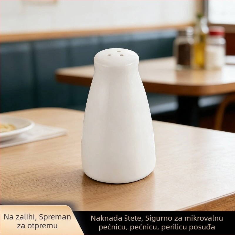 Keramički set začina s posudicama i shakerom za papar, set posuđa.