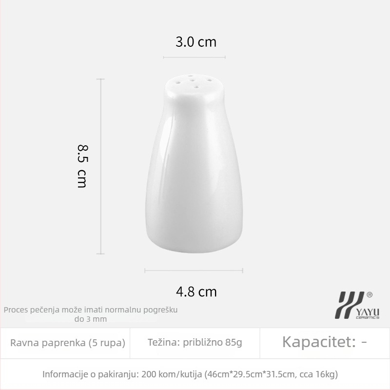 Keramički set začina s posudicama i shakerom za papar, set posuđa.