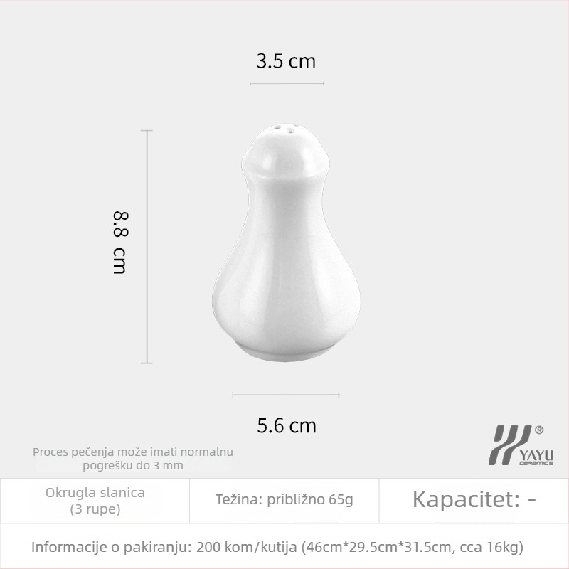 Keramički set začina s posudicama i shakerom za papar, set posuđa.