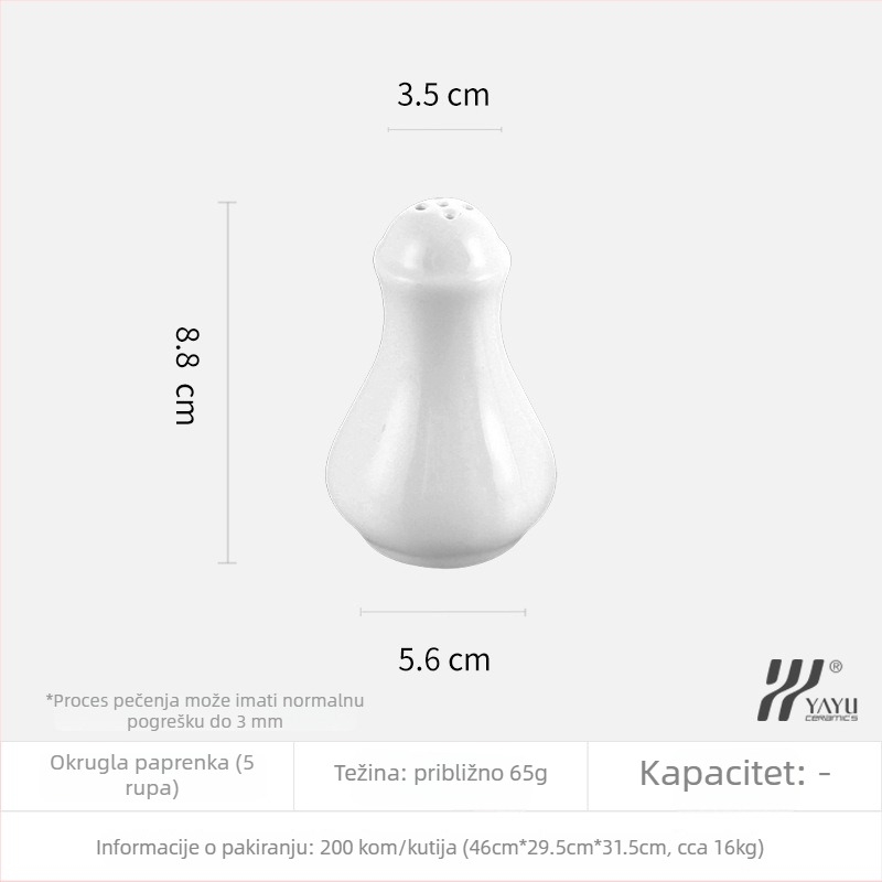 Keramički set začina s posudicama i shakerom za papar, set posuđa.