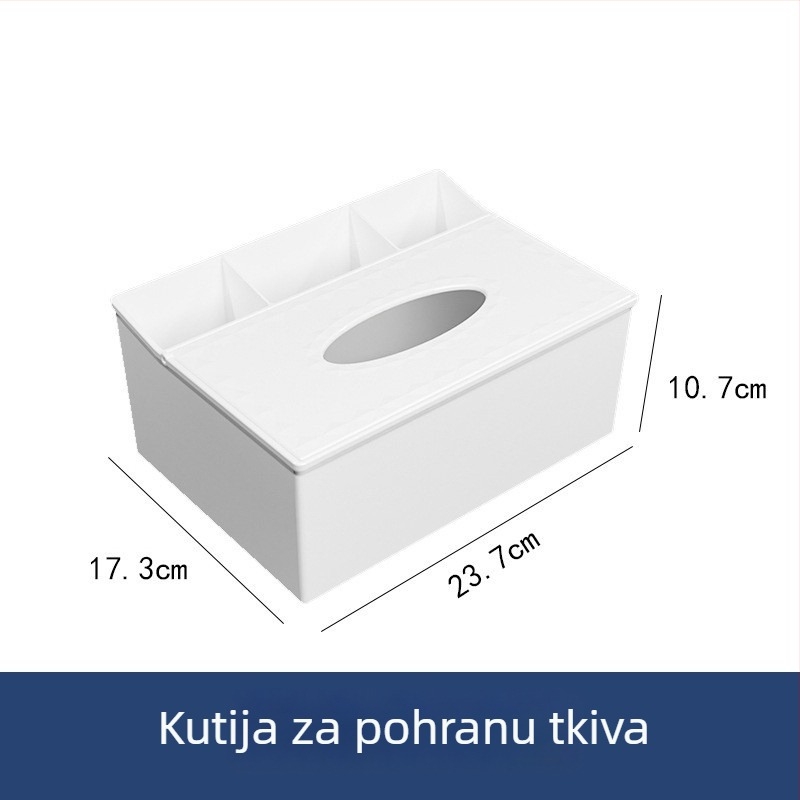 Kutija za maramice na stolu sa pretincima, za ured i dnevni boravak, lagani luksuzni višenamjenski organizator za pohranu, ABS materijal