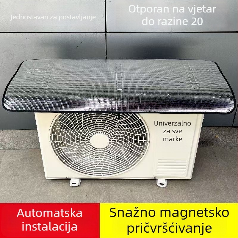 Zaštitni pokrov za vanjsku jedinicu klimatizacije, snažni magneti, bez ugradnje, aluminijska folija za zaštitu od sunca, toplinska izolacija, vodootporno, zaštita od kapljica i prašine, 1–10 HP