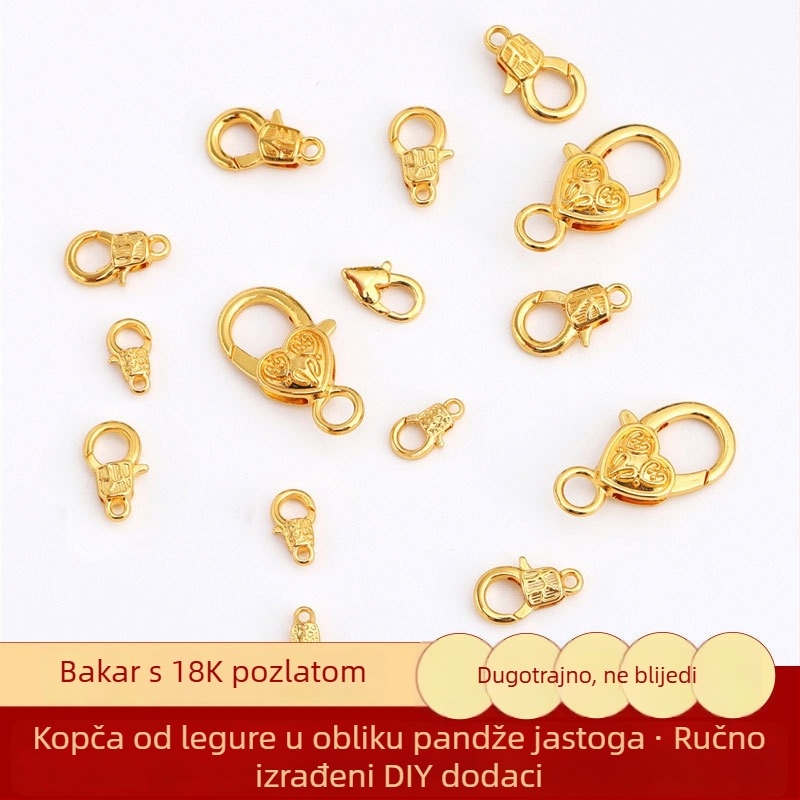 18K pozlaćeni privjesak u obliku srca s karabinom za narukvice i ogrlice — DIY dijelovi nakita