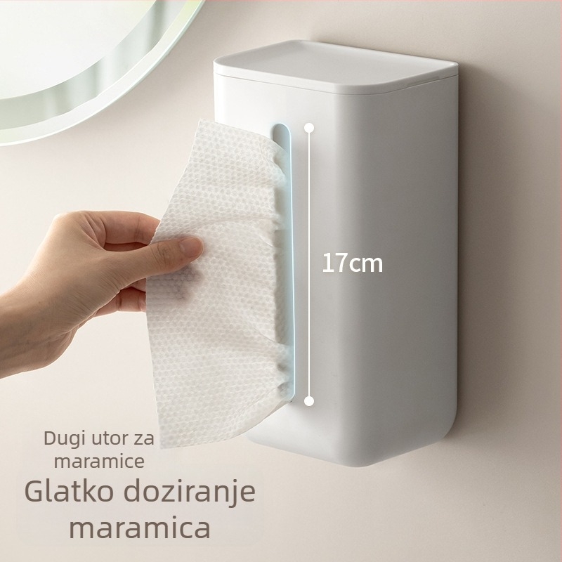 Zidna kutija za papirnate maramice – višestruko skladište za ručnike za lice, bez bušenja, za kuhinju i kupaonicu