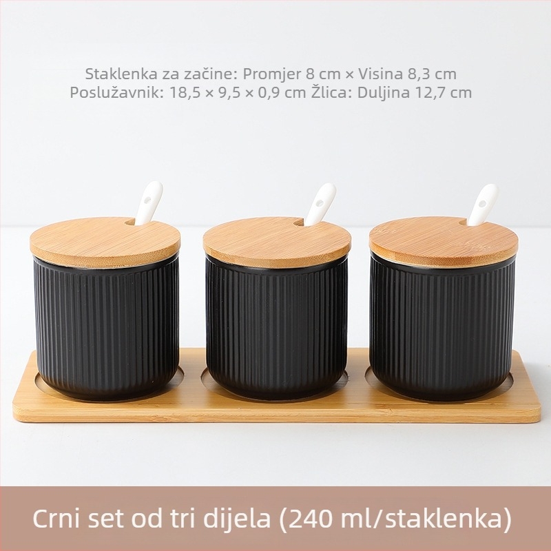 Skandinavski keramički set posuda za začine s prugama – kuhinjski set