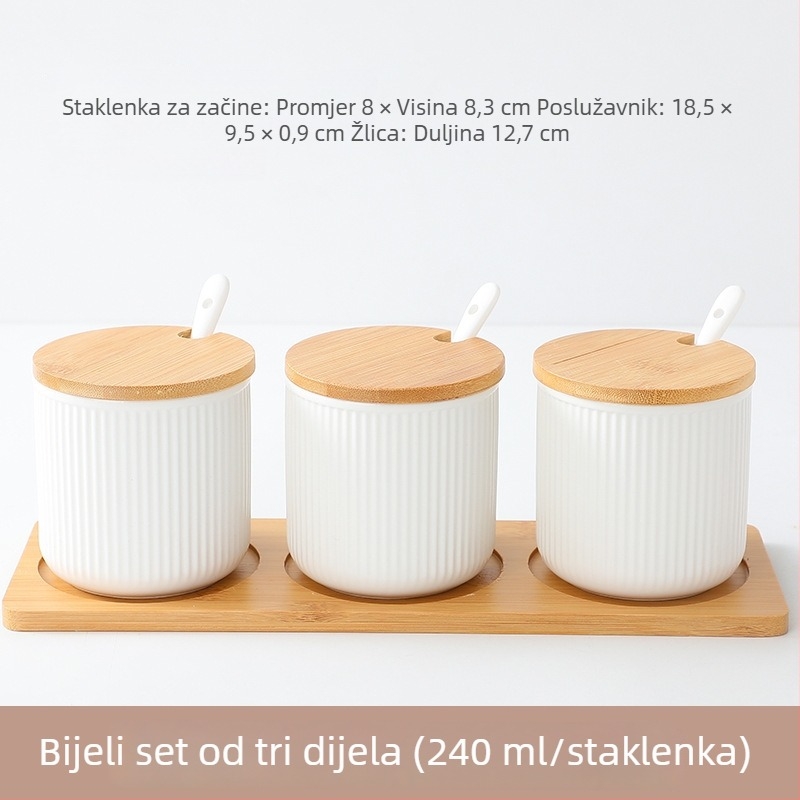 Skandinavski keramički set posuda za začine s prugama – kuhinjski set