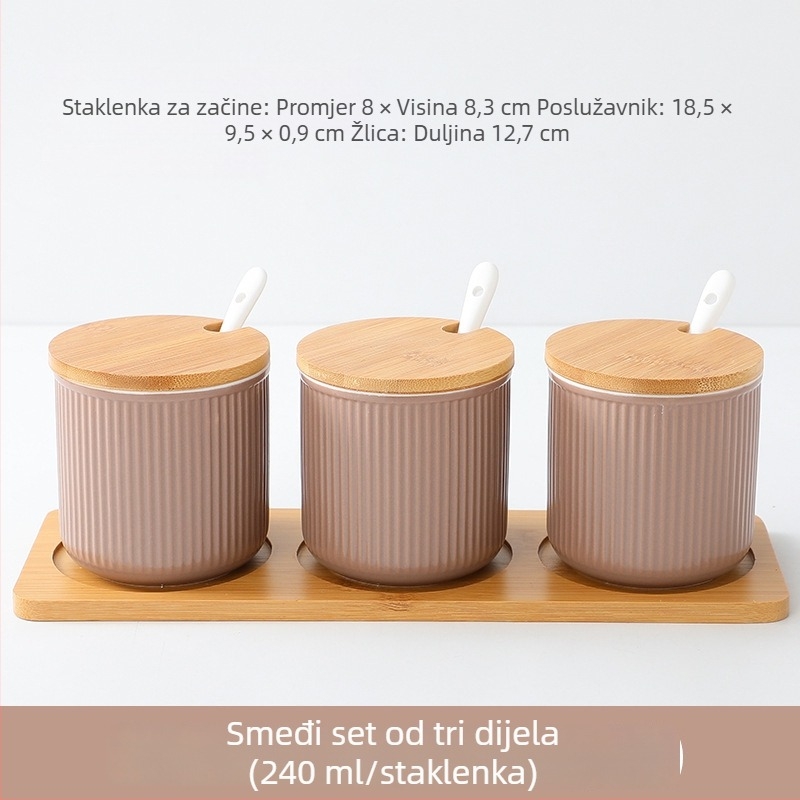Skandinavski keramički set posuda za začine s prugama – kuhinjski set