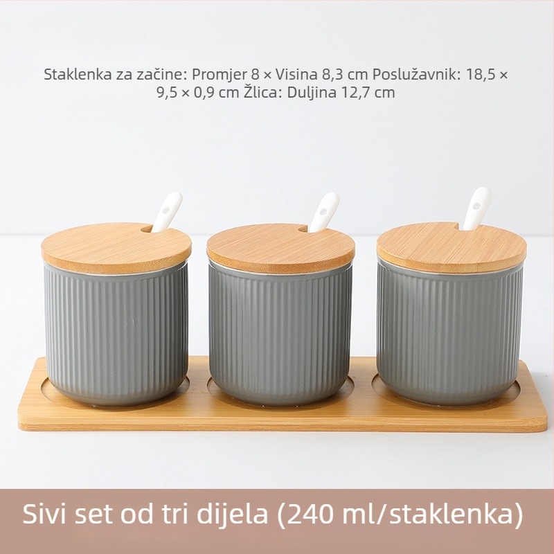 Skandinavski keramički set posuda za začine s prugama – kuhinjski set