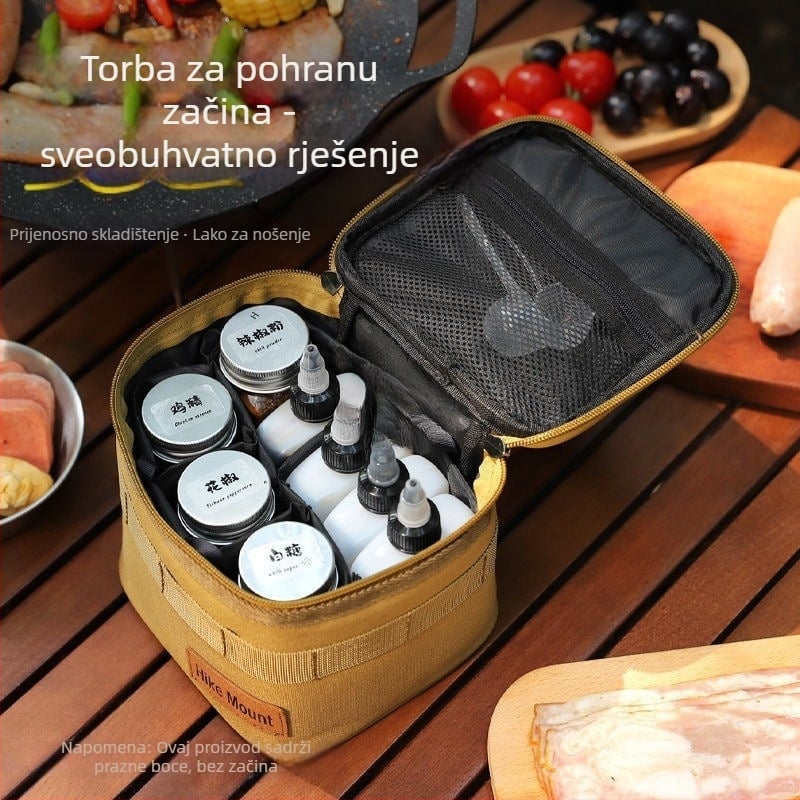 Prijenosni set boca za sol i MSG začine za kampiranje i piknik, sa zatvorenim bocama za ulje i torbom za pohranu – višenamjenski komplet za roštilj