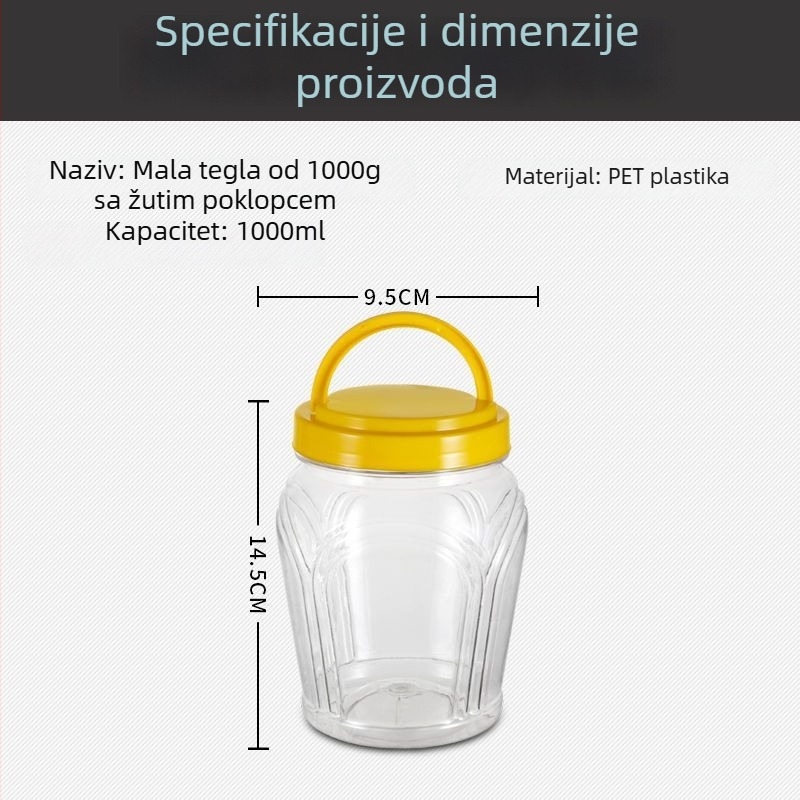 Prozirna PET plastična boca za med, mali spremnik za skladištenje