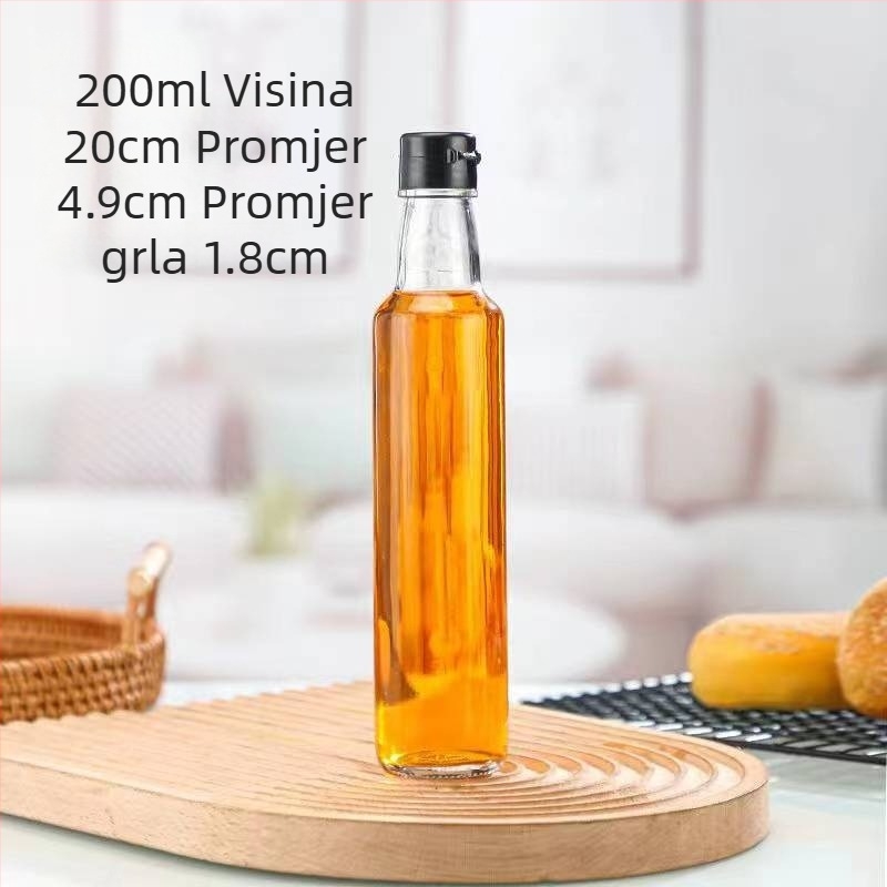 Kućna kuhinjska okrugla staklena boca za maslinovo ulje, otporna na curenje, posuda za začine, prozirna posuda za ulje