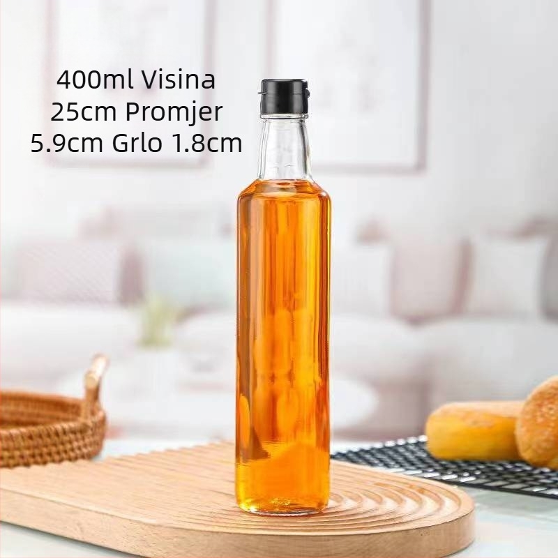 Kućna kuhinjska okrugla staklena boca za maslinovo ulje, otporna na curenje, posuda za začine, prozirna posuda za ulje