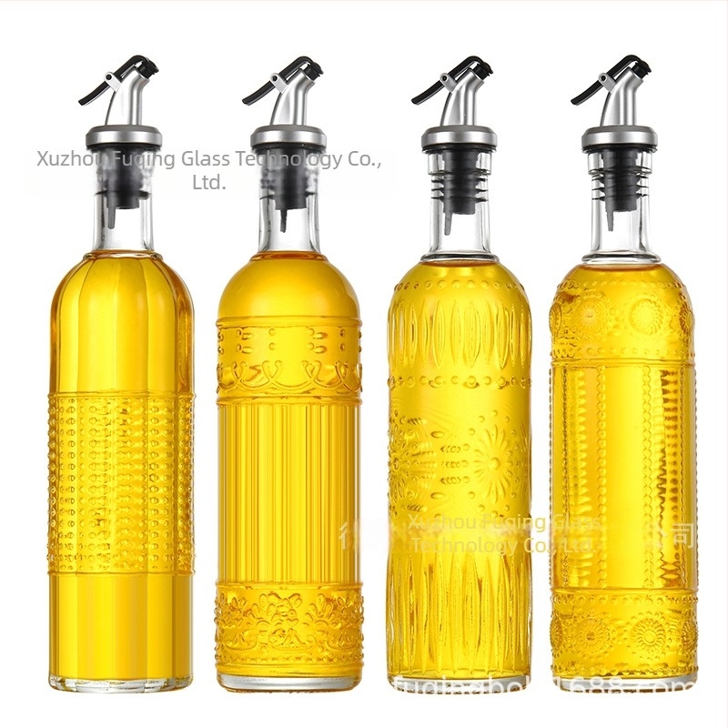 Staklena posuda za začine s tlačnim dispenserom, 500 ml, za ulje, sojin umak i ocat