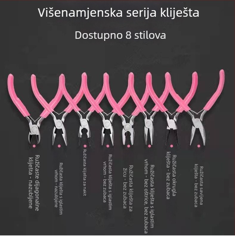Osmeročlani set kliješta za nakit za DIY — kliješta s igličastim nosom, kliješta s okruglim nosom i kliješta s dijagonalnim nosom
