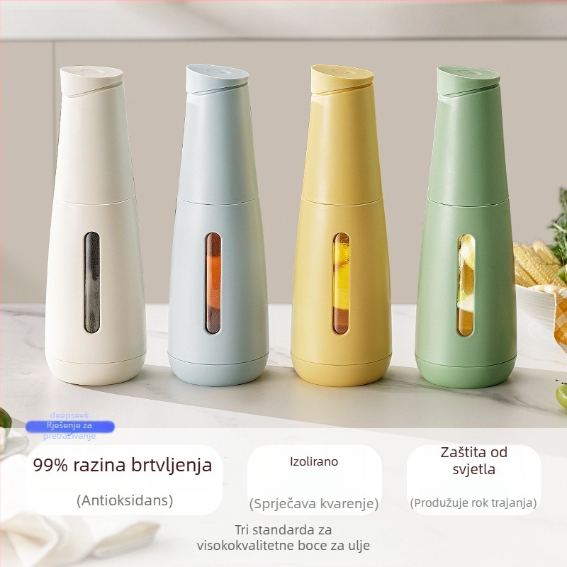 Staklena boca za ulje za kuhinju s automatskim otvaranjem i zatvaranjem te zaštitom od svjetla, prehrambena kvaliteta