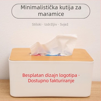 Plastična kutija za salvete s drvenim poklopcem, mogućnost otiska logotipa, za hotele i restorane