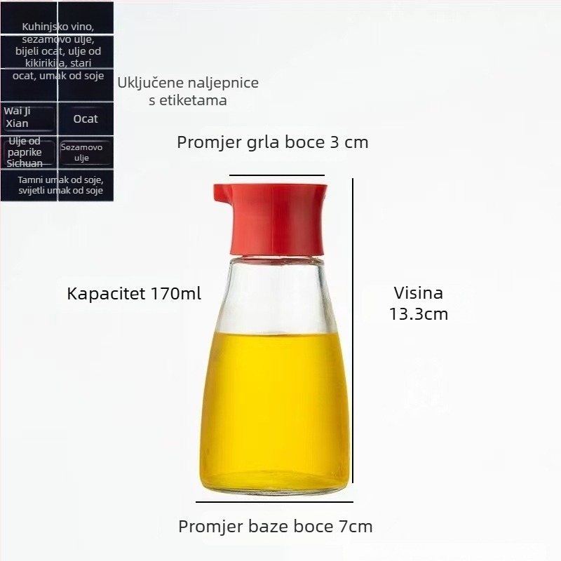 Premium set staklenih boca za začine: ocat, umak od soje, sezamovo ulje i boce za začine
