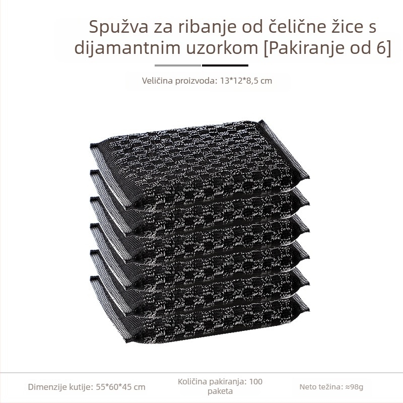 Kućna spužva za pranje posuđa za lonce i zdjele – upija vodu, pjeni, uklanja hrđu (set od 6 kom.)