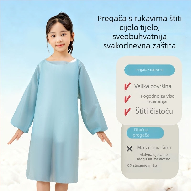 Dječja pregača s dugim rukavima, vodootporna i otporna na masne mrlje, za crtanje i jedenje