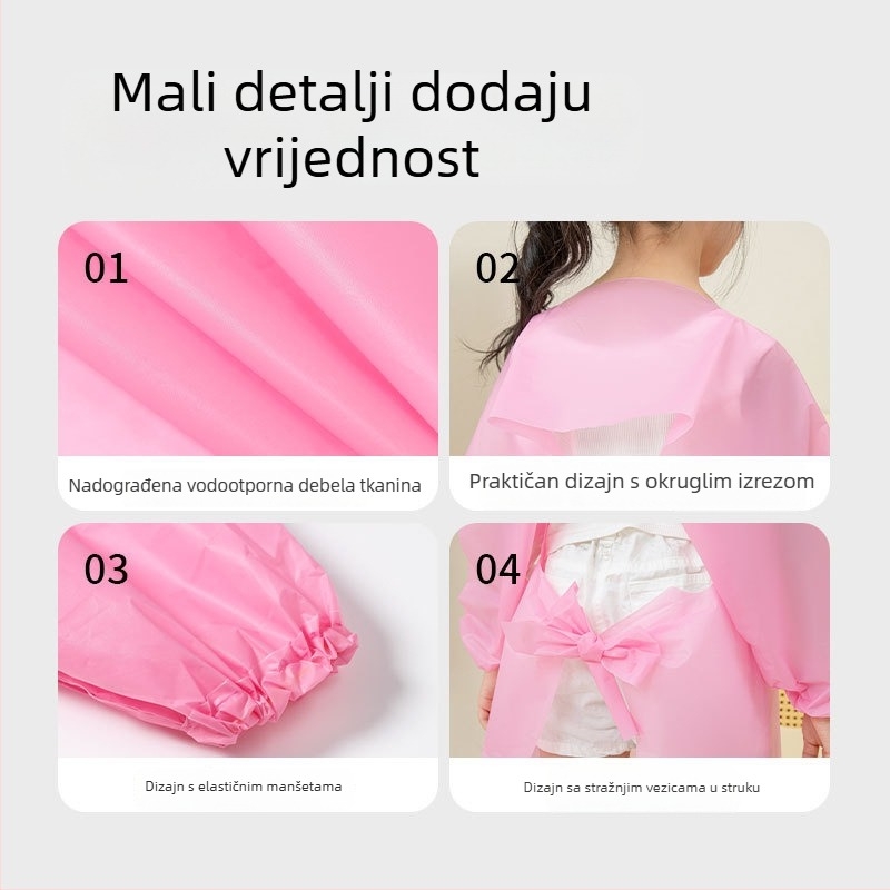Dječja pregača s dugim rukavima, vodootporna i otporna na masne mrlje, za crtanje i jedenje