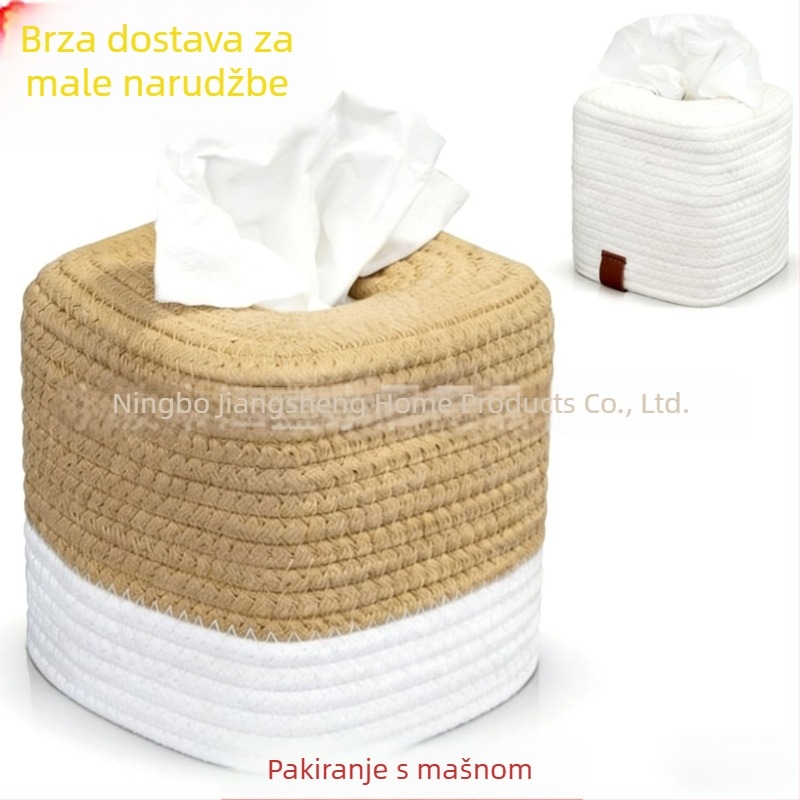 Kutija za papirnate maramice od pamuknog užeta, pleteni od pamučne niti, za dnevni boravak i blagovaonu