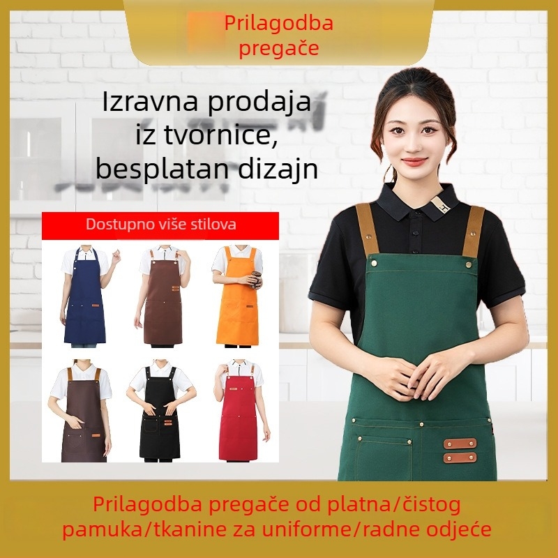 Pregača kuhinja s logom - platnena, vodootporna, otporna na mrlje