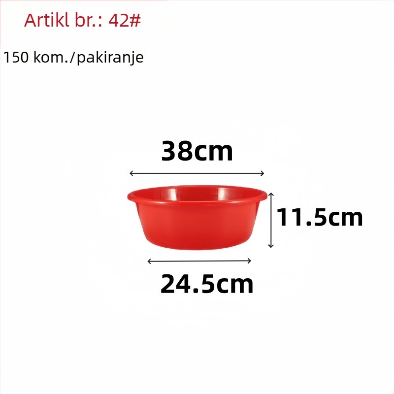 Velika crvena plastična zdjela s debelim stijenkama, okrugla, za pranje rublja i pranje povrća, pogodna za vjenčanja