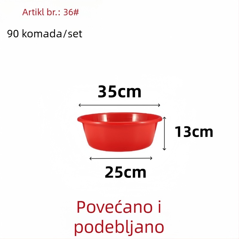 Velika crvena plastična zdjela s debelim stijenkama, okrugla, za pranje rublja i pranje povrća, pogodna za vjenčanja