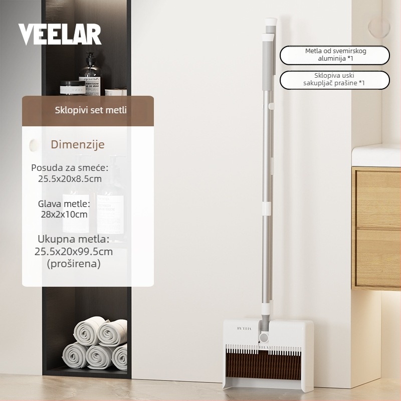 VEELAR Set metle i lopatice za prašinu — sklopivi kućni alat za čišćenje