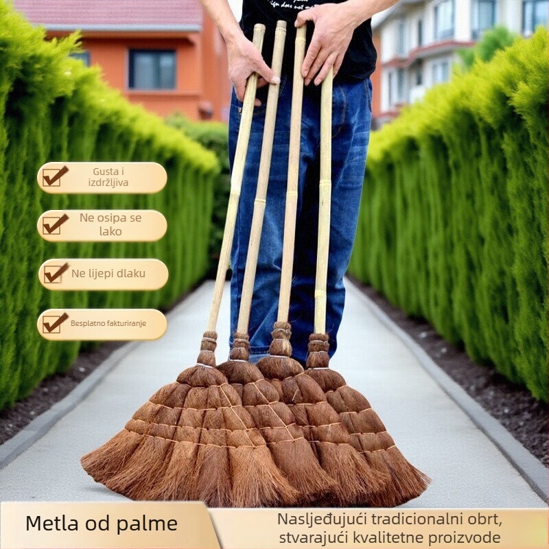 Ručna metla od vlakana palme s mekanim dlačicama za kućno i školsko čišćenje