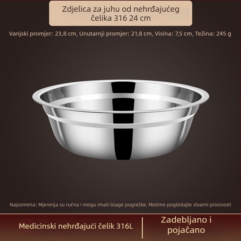 Posuda od 316 nerđajućeg čelika, prehrambene klase, debeli zidovi, mala zdjela za rižu i juhu, kućna kuhinja