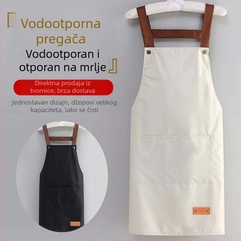 Vodootporna i otporna na masnoće, bez rukava kuhinjska pregača za muškarce i žene, jednobojna, s velikim džepom, jednostavan moderan dizajn.