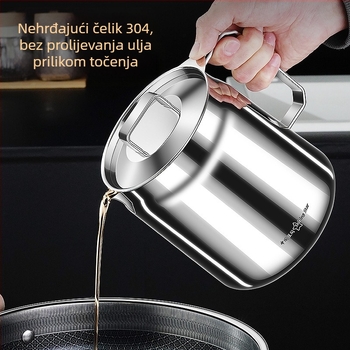 Posuda od nehrđajućeg čelika za filtriranje ulja 304, velik kapacitet, s poklopcem, protiv curenja, za izlijevanje ulja