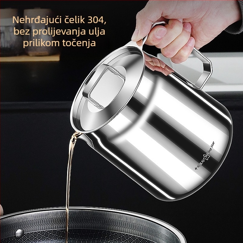 Posuda od nehrđajućeg čelika za filtriranje ulja 304, velik kapacitet, s poklopcem, protiv curenja, za izlijevanje ulja
