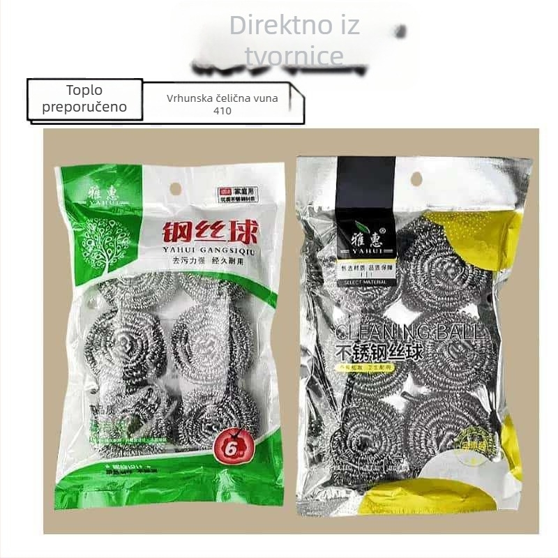 Šest paketa nehrđajućih čeličnih kuglica za kuhinju, otpornih na hrđu, za pranje posuđa i lonaca, metalni čistači