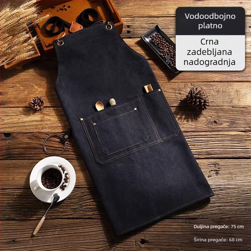 Unisex vodootporna platnena pregača s prilagođenom tiskom za catering i kuhinju, otporna na mrlje, jedna veličina.