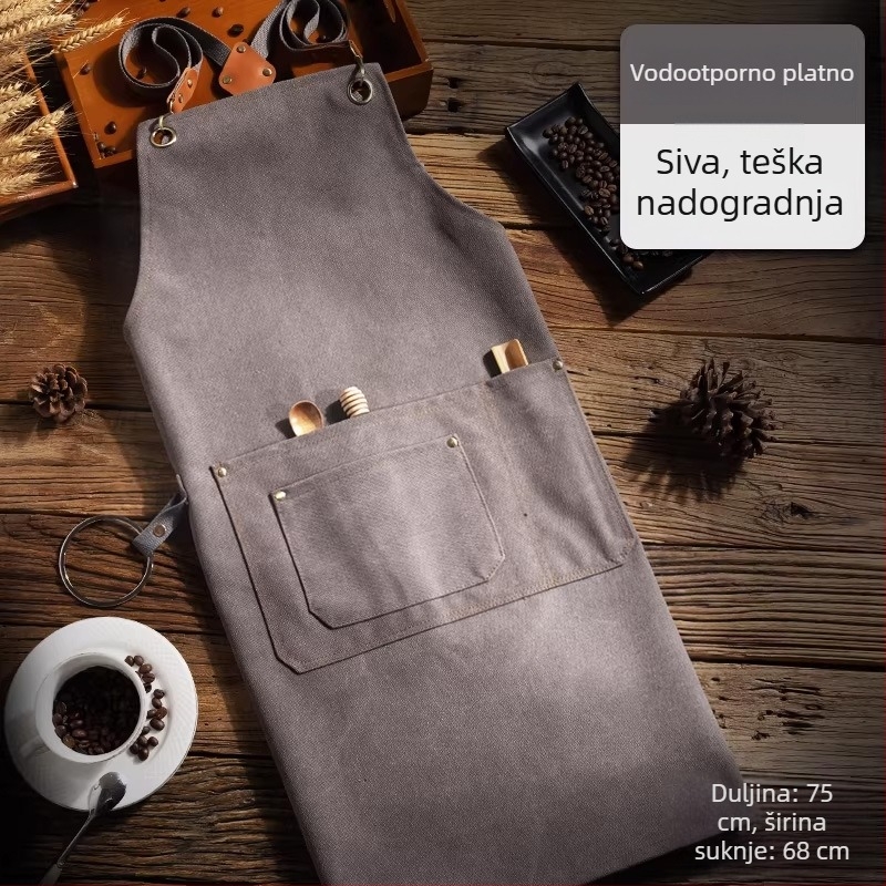 Unisex vodootporna platnena pregača s prilagođenom tiskom za catering i kuhinju, otporna na mrlje, jedna veličina.
