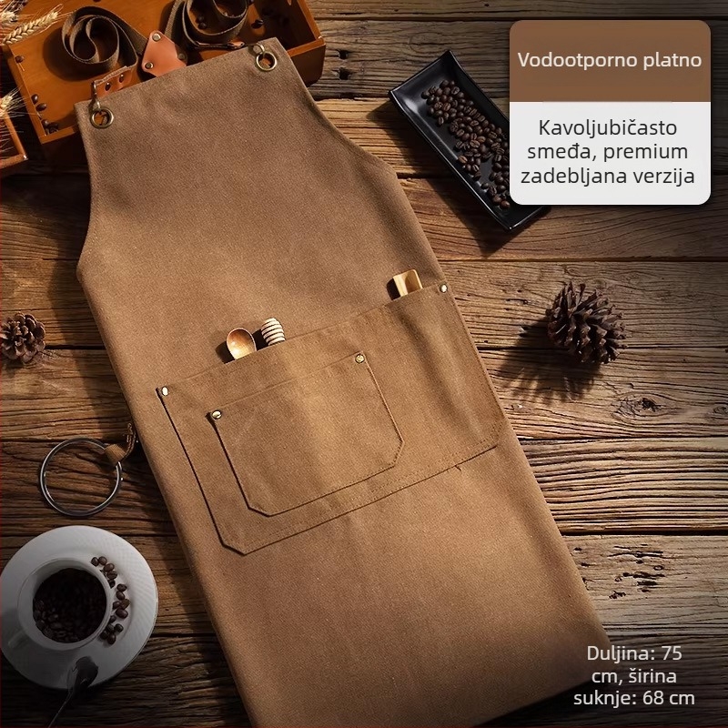 Unisex vodootporna platnena pregača s prilagođenom tiskom za catering i kuhinju, otporna na mrlje, jedna veličina.