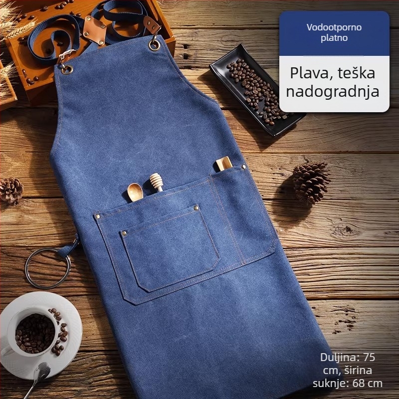 Unisex vodootporna platnena pregača s prilagođenom tiskom za catering i kuhinju, otporna na mrlje, jedna veličina.