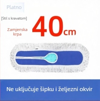 Veliki plosnati mop za čišćenje s pamuk vlaknima, upijajući, široka glava, zamjenske krpe