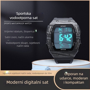 Kvadratni svjetleći sportski elektronički sat za učenike