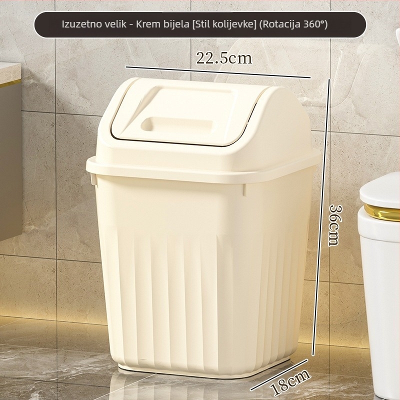 Plastična kanta za otpad velike kapacitete za kućnu upotrebu – kuhinja, kupaonica, dnevni boravak, poklopac s klatnim mehanizmom
