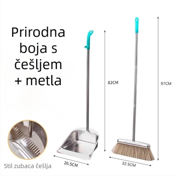 Set metla i lopatica od nehrđajućeg čelika, snažan dvodjelni