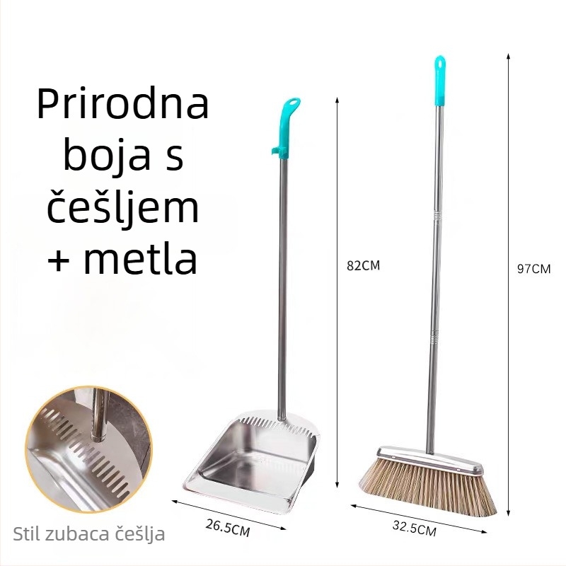 Set metla i lopatica od nehrđajućeg čelika, snažan dvodjelni