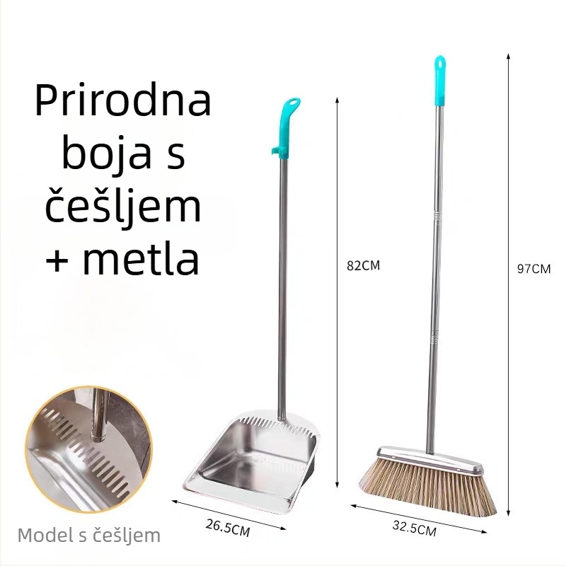 Set metla i lopatica od nehrđajućeg čelika, snažan dvodjelni