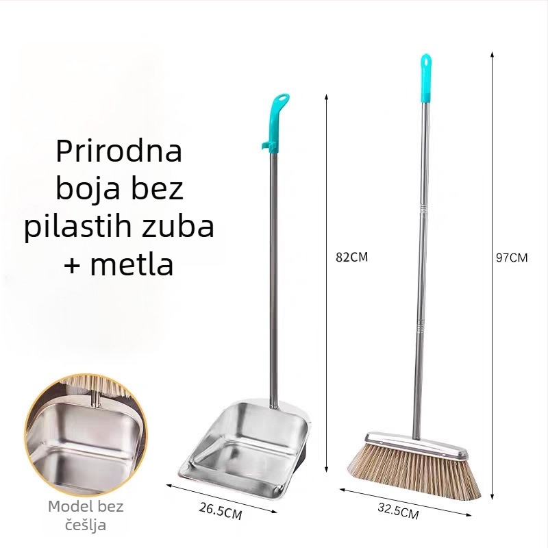 Set metla i lopatica od nehrđajućeg čelika, snažan dvodjelni