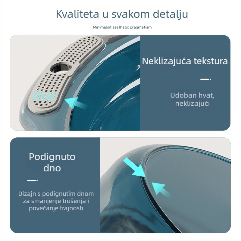 Velika plastična posuda za kućnu upotrebu, debela i izdržljiva, višenamjenska posuda za pranje lica, rublja i povrća u kuhinji.